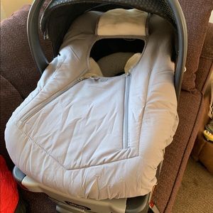 Car seat cover with attached blanket